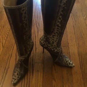 Jimmy Choo Million Knee High Boots Grey Snakeskin
